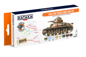 Coffret de peinture Hataka HTK-CS21 pour l&amp;#39;armée française du début de la Seconde Guerre mondiale (8 x 17 ml)