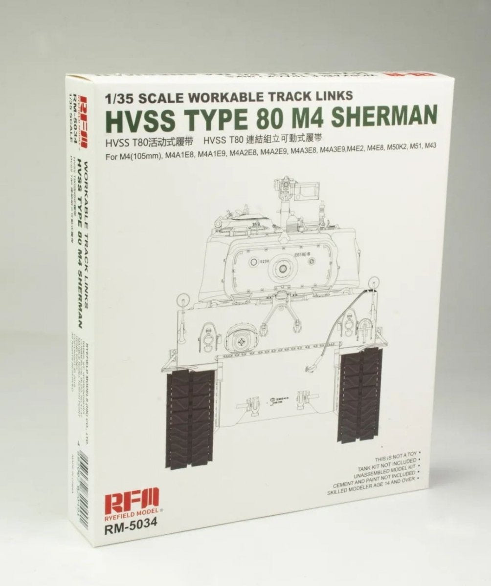 Chenilles Rye Field Model 5034 HVSS T80 pour M4 Sherman 1/35 – Bild 2