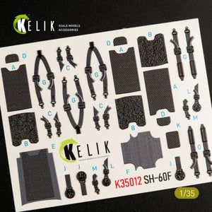 KELIK K35012 SH-60F OCEAN HAWK - Décalcomanies 3D pour intérieur de la maquette KITTY HAWK au 1/35