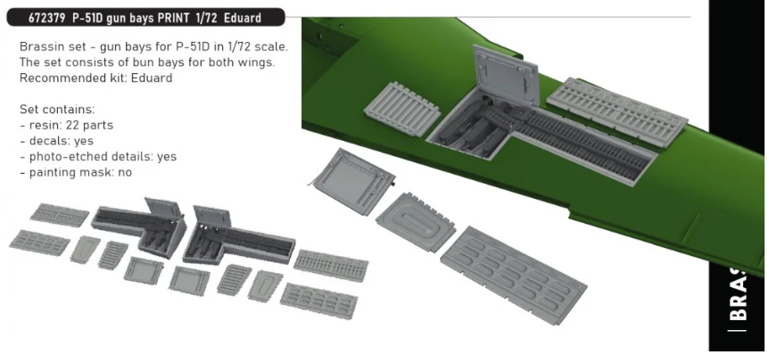 Baies de canons Eduard 672379 P-51D - Impression Eduard 1/72