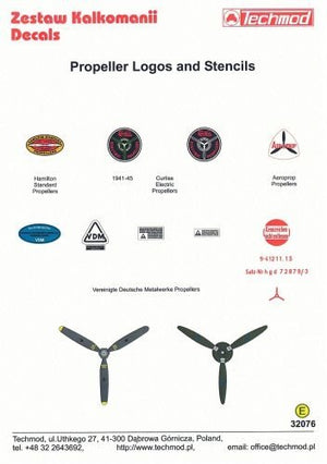 Techmod 32076 Logos et pochoirs d&amp;#39;hélice / Marquages ​​d&amp;#39;hélice 1/32