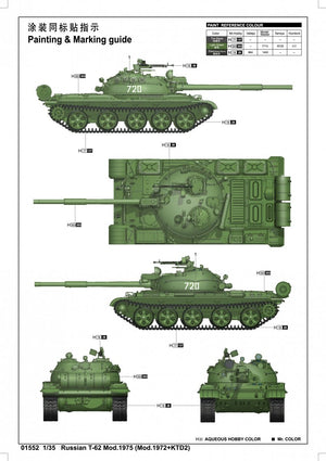 Trumpeter 01552 T-62 russe Mod.1975 Mod.1972+KTD2 – image 5