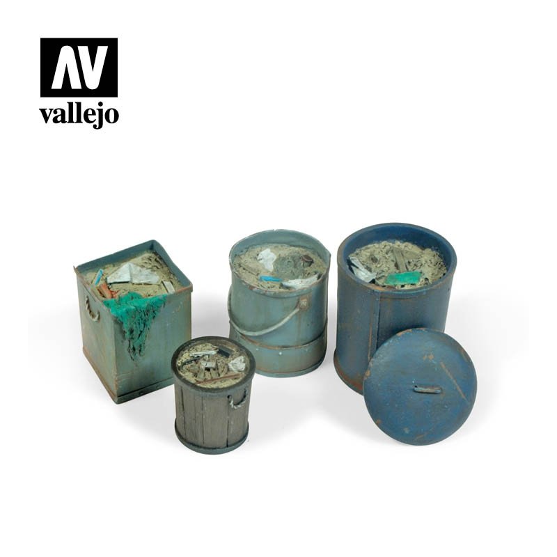 Accessoires pour diorama Vallejo SC213 : poubelles assorties n° 2, échelle 1/35