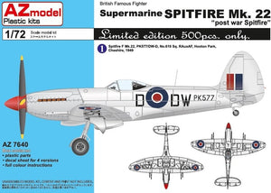 Maquette AZ7640 Supermarine Spitfire Mk. 22 « Spitfire d&amp;#39;après-guerre » (modèle AZ7640), édition limitée à 500 exemplaires, échelle 1/72.