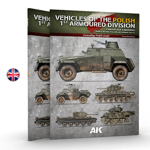 AK Interactive AK130010 VÉHICULES DE LA 1RE DIVISION BLINDÉE POLONAISE – GUIDE DES PROFILS DE CAMOUFLAGE - Anglais