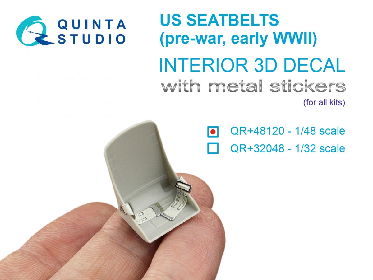 Quinta Studio QR+48120 Pre-war/early WWII US fighter seat belts (with metal buckles) (All kits) 1/48