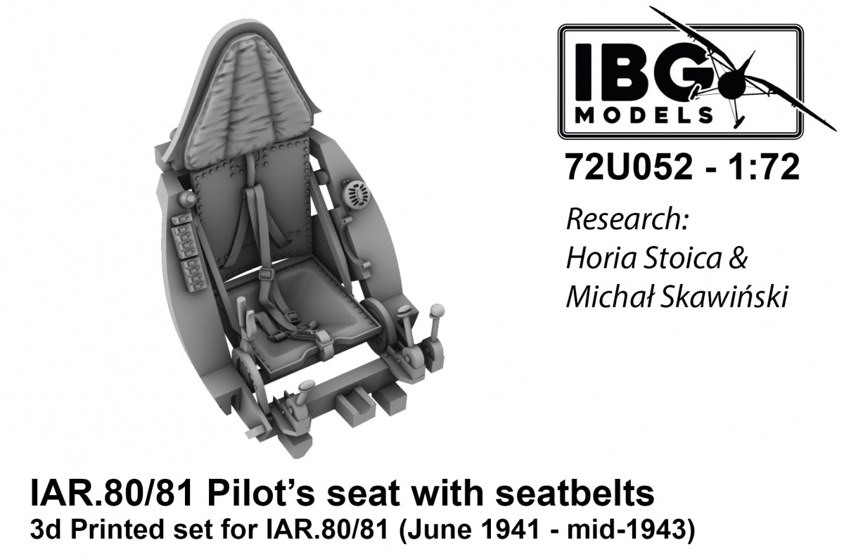 Siège pilote IBG 72U052 IAR.80/81 avec ceintures de sécurité (juin 1941 - mi-1943) 1/72