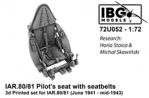 Siège pilote IBG 72U052 IAR.80/81 avec ceintures de sécurité (juin 1941 - mi-1943) 1/72