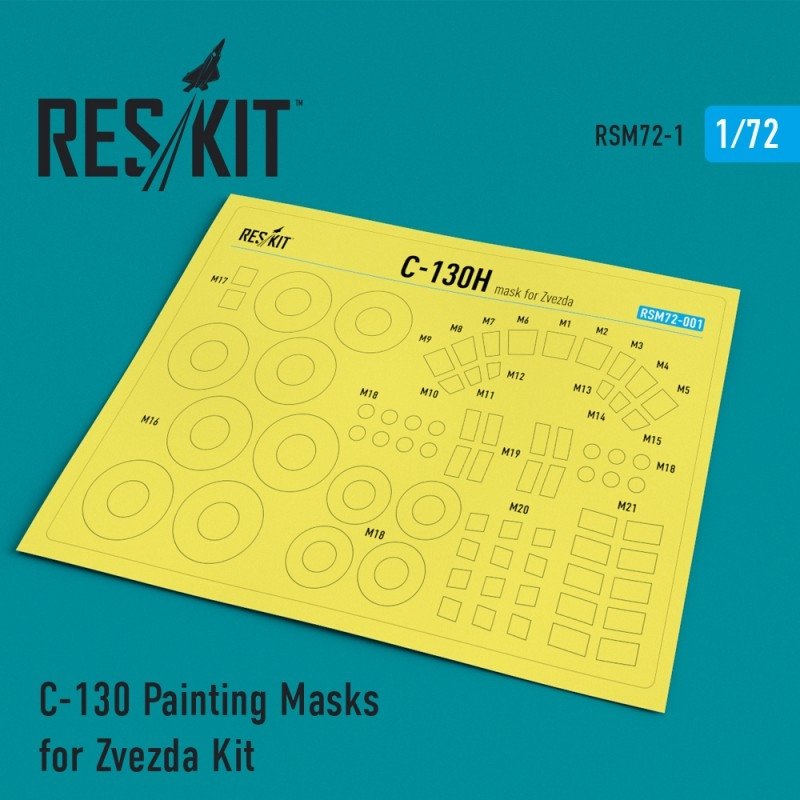 Masques de peinture RESKIT RSM72-0001 C-130 pour maquette Zvezda au 1/72