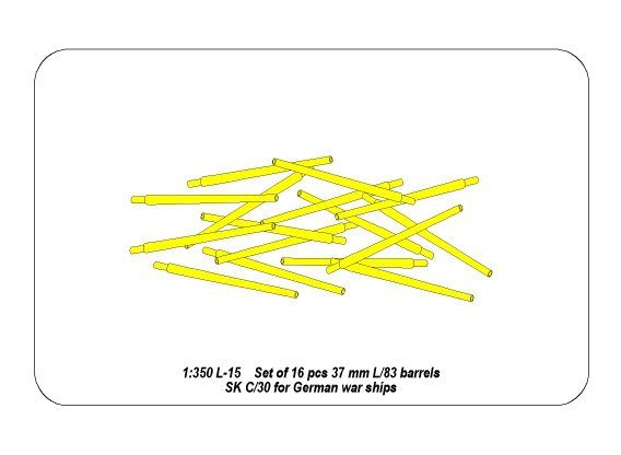 Aber 350L-15 Set of 16 pcs 37 mm L/83 barrels SK C/30 for German ships 1/350 – zdjęcie 4
