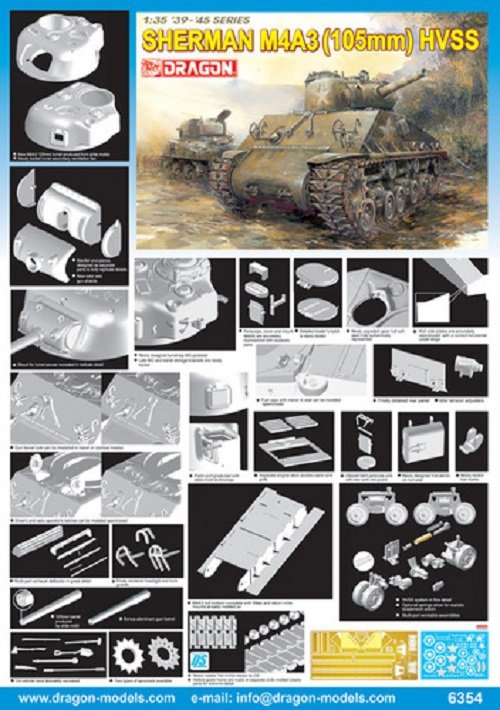 Dragon 6354 Sherman M4A3 (105 mm) HVSS (1/35)  – immagine 2