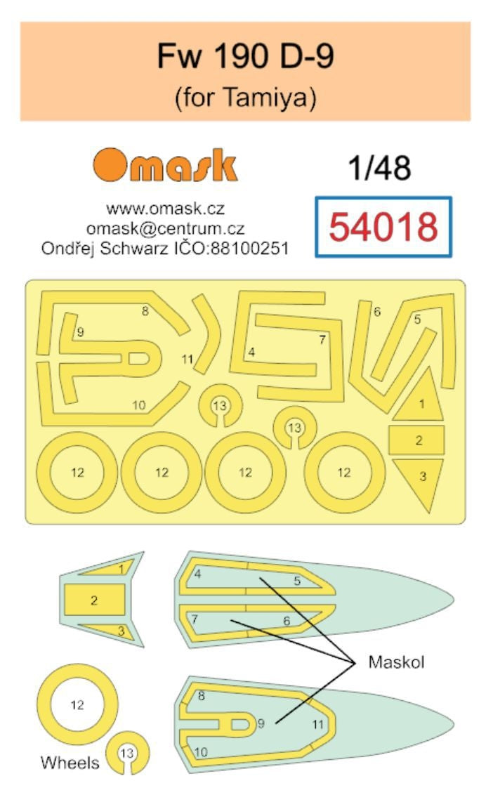 Masque Omask 54018 Fw 190 D (pour Tamiya) 1/48