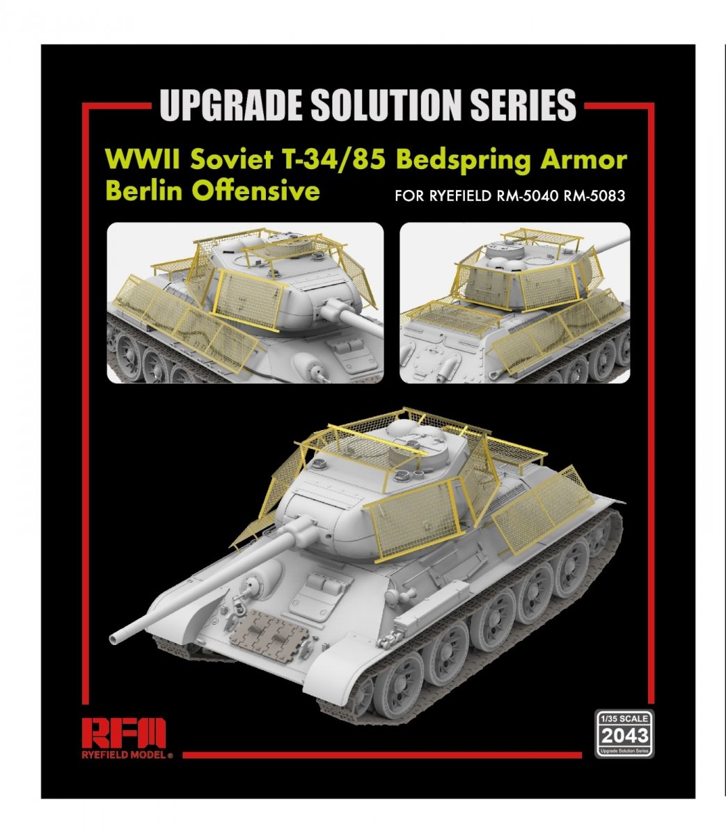Maquette Rye Field 2043 T-34/85 Blindage Bedspring (Offensive de Berlin) pour 5083 1/35