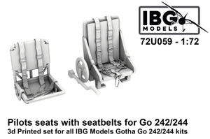 Sièges de pilote avec ceintures de sécurité IBG 72U059 pour Gotha Go-242/244 au 1/72