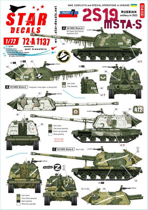 Star Decals 72-A1137 Guerre en Ukraine n° 7. MSTA-S russe 2S19 au 1/72