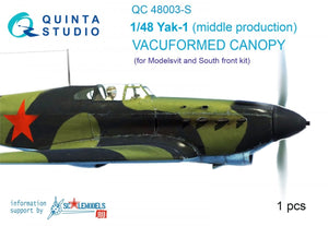 Quinta Studio QC48003-S Verrière transparente thermoformée Yak-1 1 pièce (pour kit SF ou Modelsvit) 1/48