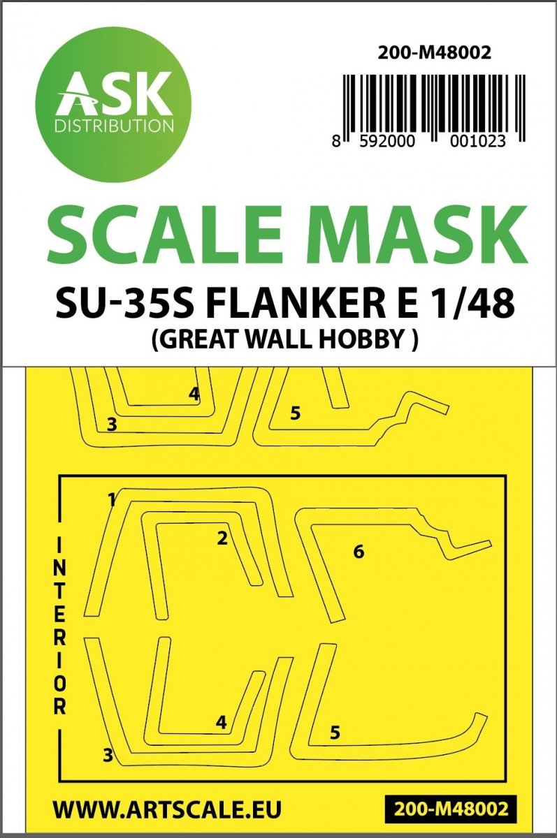 Masque de peinture double face ASK M48002 Su-35S Flanker E pour maquette Great Wall Hobby au 1/48