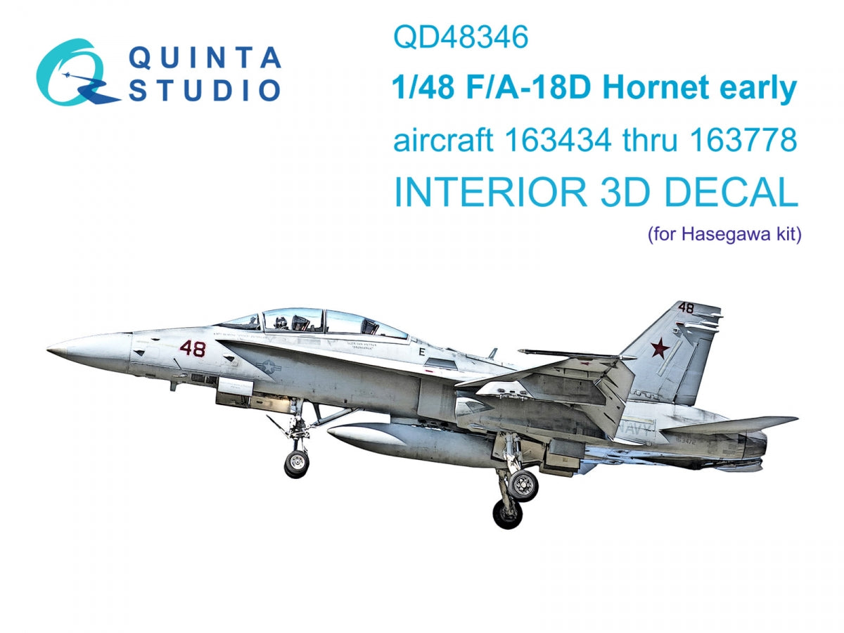 Intérieur imprimé en 3D et coloré sur papier décalcomanie Quinta Studio QD48346 FA-18D (Hasegawa) à l'échelle 1/48
