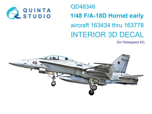 Intérieur imprimé en 3D et coloré sur papier décalcomanie Quinta Studio QD48346 FA-18D (Hasegawa) à l&amp;#39;échelle 1/48