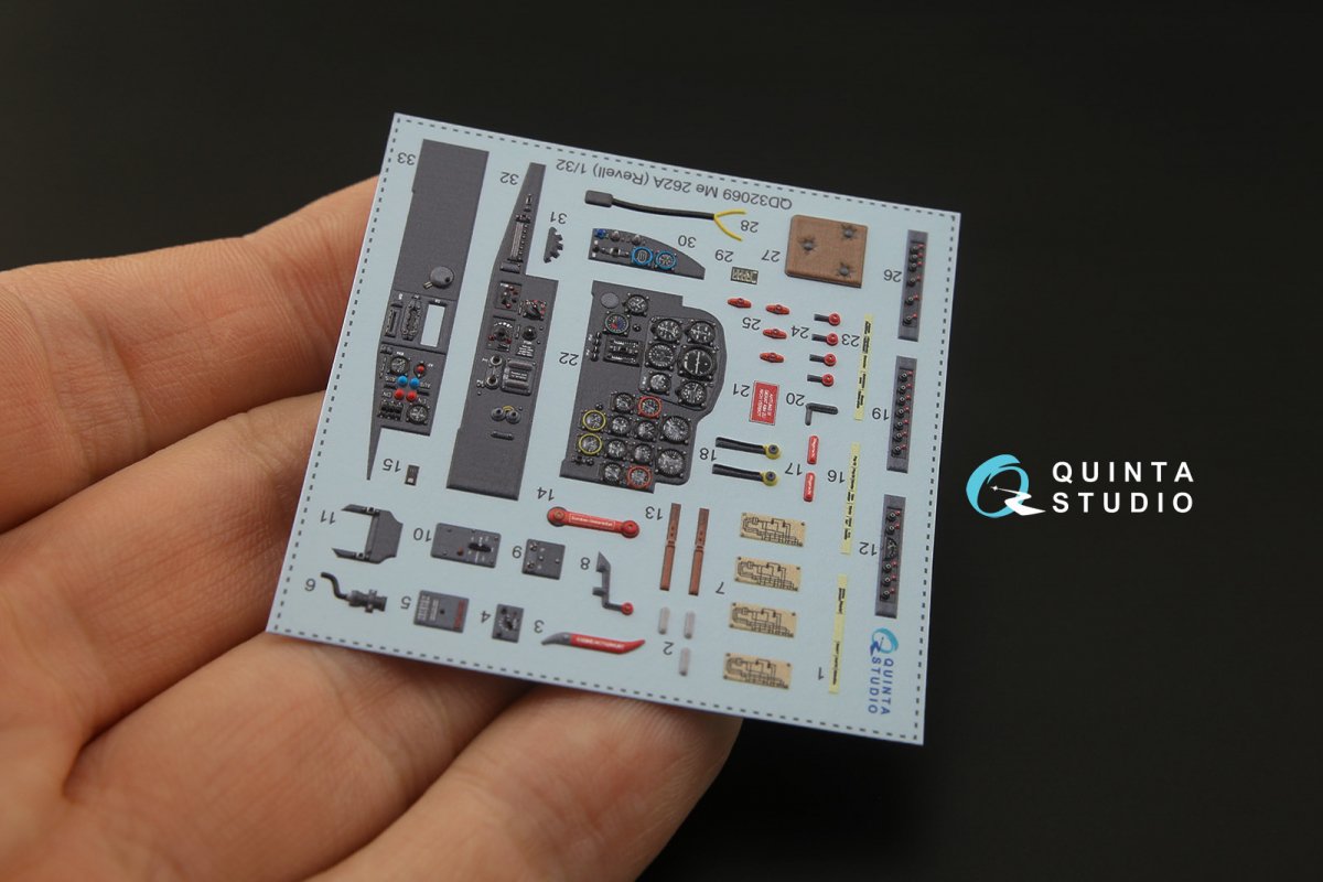 Intérieur imprimé en 3D et coloré sur papier décalcomanie (Revell) Quinta Studio QD32069 Me 262A, échelle 1/32 – image 9