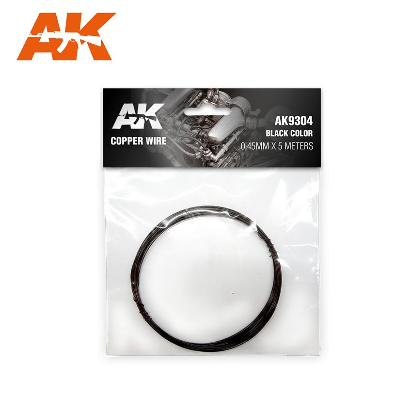 Fil de cuivre AK Interactive AK9304, diamètre 0,45 mm x 5 mètres, couleur noire.