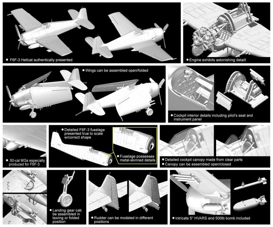 Dragon 5060 Grumman F6F-3 Hellcat (Série Golden Wings) 1/72 – image 3