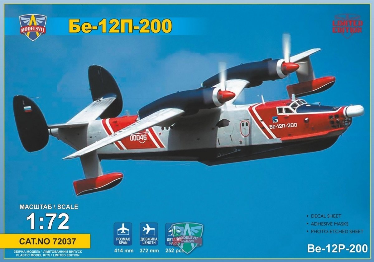 Modelsvit 72037 Be-12P-200 Hydravion expérimental de lutte contre les incendies 1/72