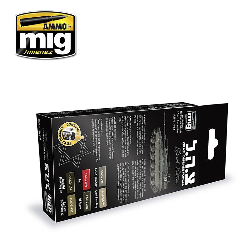 MUNITIONS de Mig Jimenez 7163 ÉDITION SPÉCIALE FORCES DE DÉFENSE ISRAÉLIENNES 6x17ml. – immagine 2
