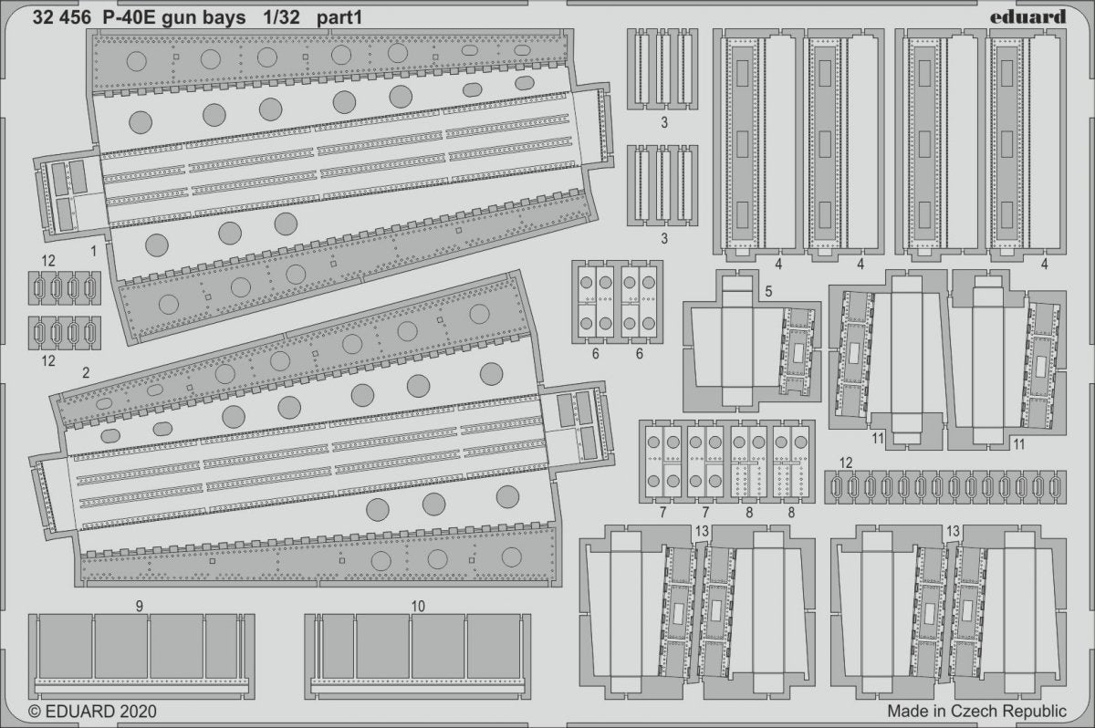 Baies de canons Eduard 32456 P-40E 1/32 TRUMPETER
