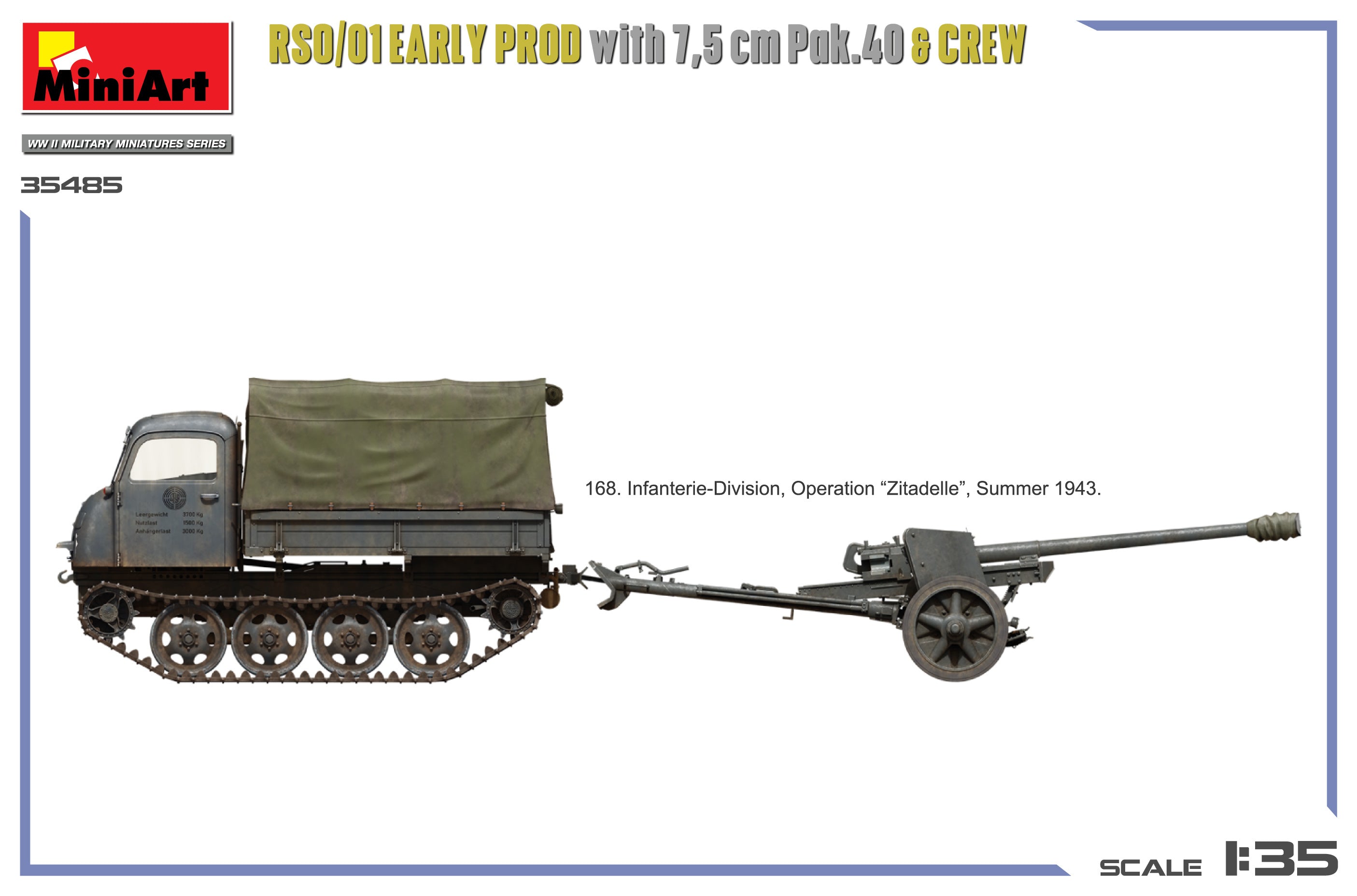 MiniArt 35485 RSO/01 Première production avec canon Pak.40 de 7,5 cm et équipage 1/35 – Bild 3