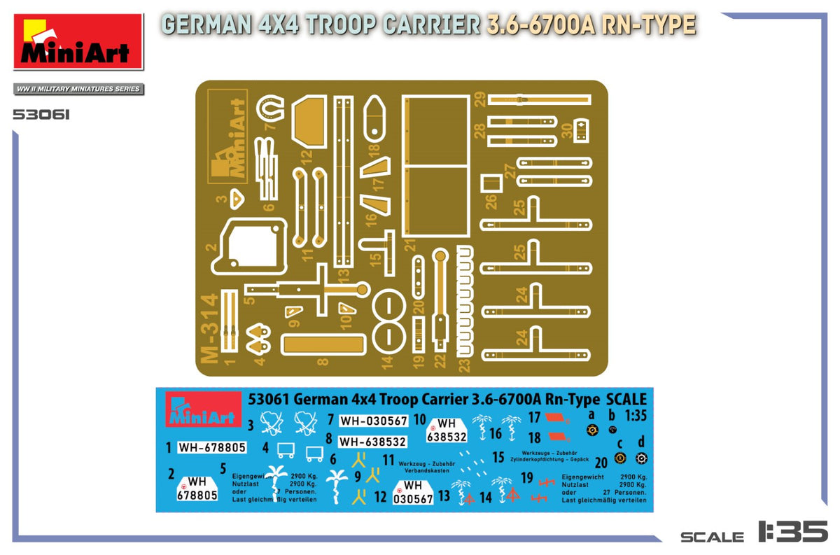 MiniArt 53061 GERMAN 4X4 TROOP CARRIER 3.6-6700A RN-TYPE 1/35 – zdjęcie 15