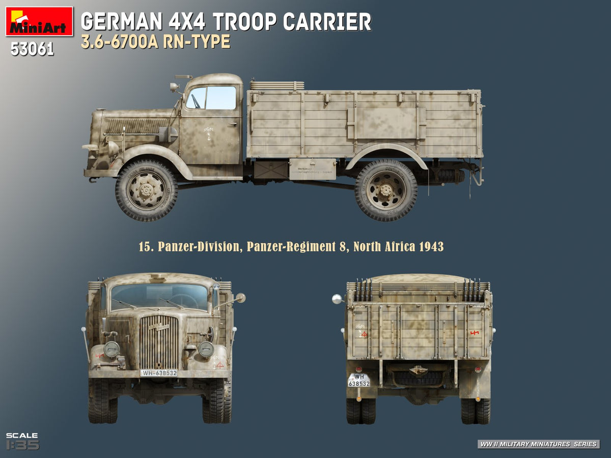 MiniArt 53061 GERMAN 4X4 TROOP CARRIER 3.6-6700A RN-TYPE 1/35 – zdjęcie 13