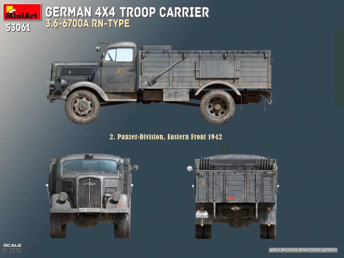 MiniArt 53061 GERMAN 4X4 TROOP CARRIER 3.6-6700A RN-TYPE 1/35 – zdjęcie 14