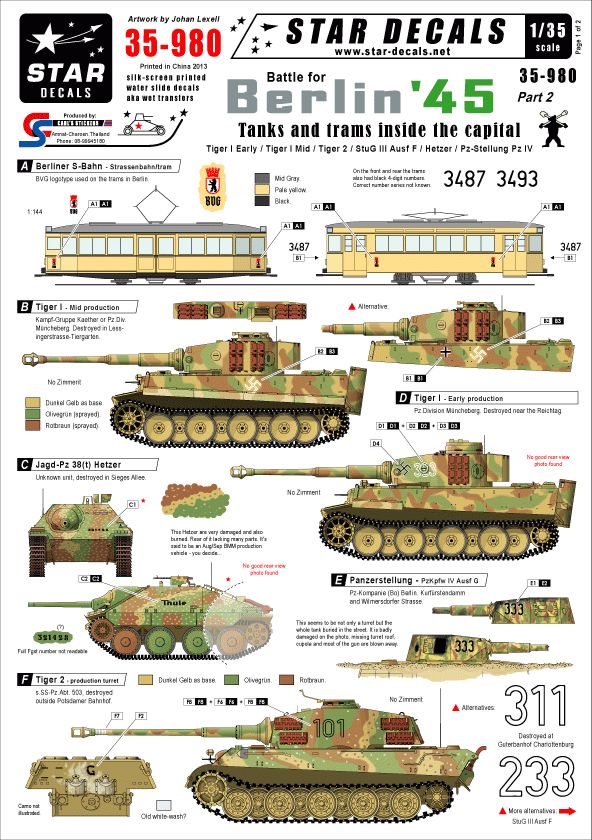Star Decals 35-980 Berlin 2. Chars et tramways dans la capitale 1/35