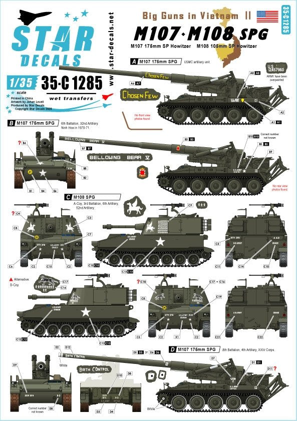 Star Decals 35-C1285 Gros canons au Vietnam 2 1/35