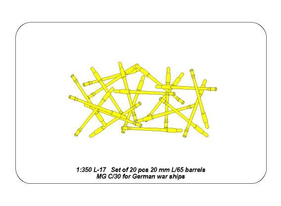 Aber 350L-17 Ensemble de 20 canons de 20 mm L/65 MG C/30 pour navires allemands (1/350) – immagine 4