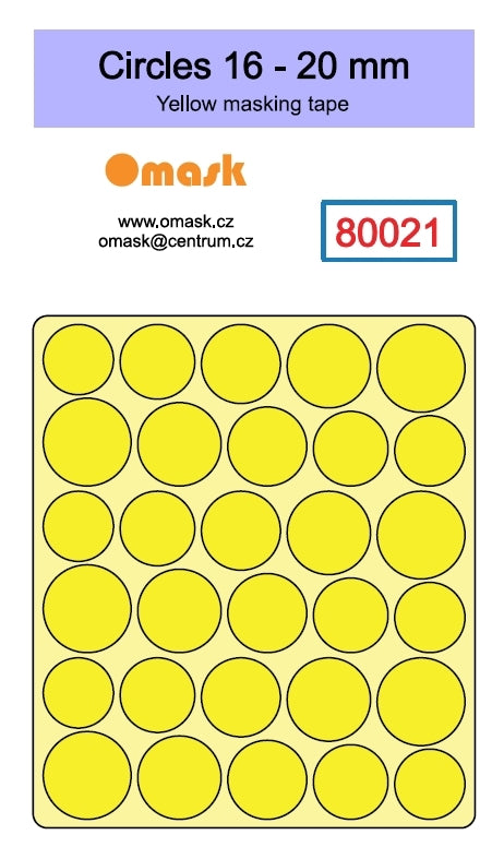 Omask 80021 Cercles 16 - 20 mm (ruban de masquage jaune)