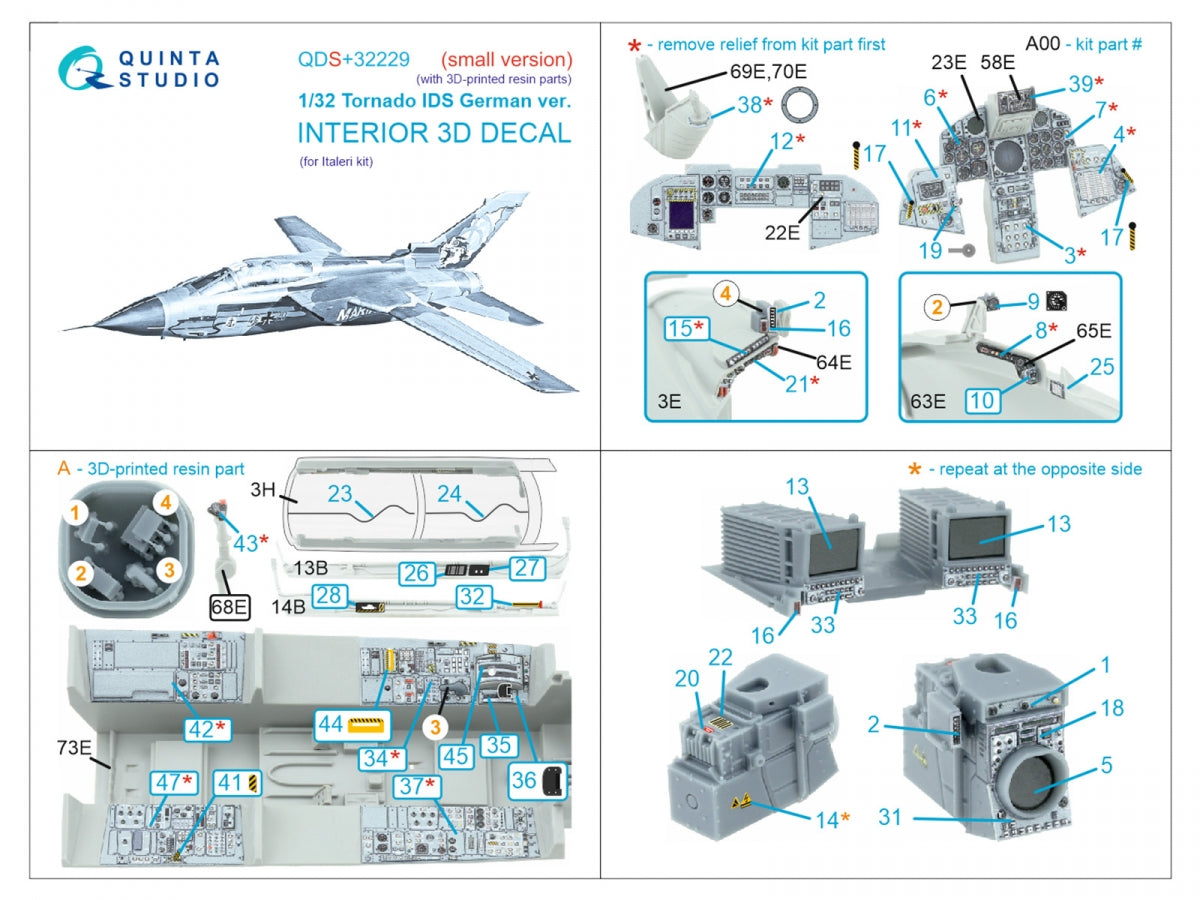Quinta Studio QDS+32229 Tornado IDS Intérieur imprimé en 3D et coloré sur papier décalcomanie (Italeri) (Petite version) (avec pièces en résine imprimées en 3D) 1/32 – image 3