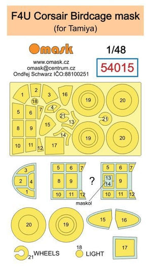 Masque Omask 54015 F4U Corsair Birdcage (pour Tamiya) 1/48