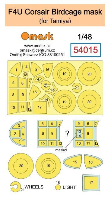 Masque Omask 54015 F4U Corsair Birdcage (pour Tamiya) 1/48