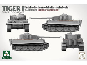 Takom 2202 Tiger I Sd.Kfz.181 Pz.Kpfw.VI Ausf.E - Modèle de première production avec roues en acier et Zimmerit, Gruppe &amp;#39;Fehrmann&amp;#39; 1/35 – image 6