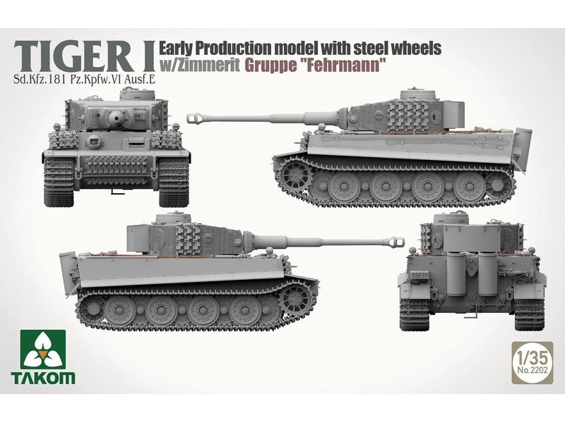 Takom 2202 Tiger I Sd.Kfz.181 Pz.Kpfw.VI Ausf.E - Modèle de première production avec roues en acier et Zimmerit, Gruppe &amp;#39;Fehrmann&amp;#39; 1/35 – image 6