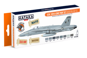 Coffret de peinture Hataka HTK-CS44 USAF, USN et USMC (gris modernes) 8 x 17 ml