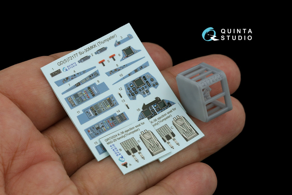 Intérieur imprimé en 3D et coloré sur papier décalcomanie (Trumpeter) pour Su-30MKK de Quinta Studio QD+72177 (avec pièce en résine imprimée en 3D) à l&amp;#39;échelle 1/72 – imagen 8