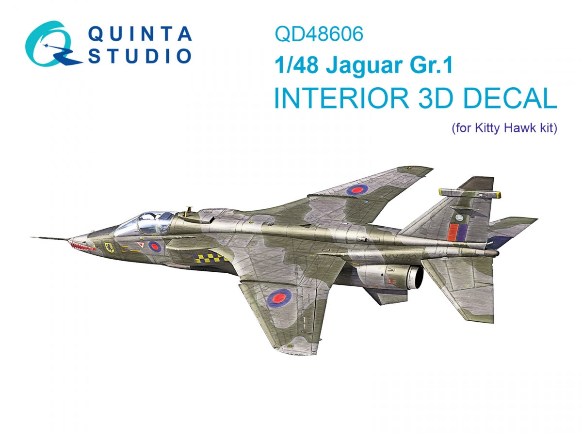 Quinta Studio QD48606 Jaguar Gr.1 3D-Printed &amp;amp; coloured Interior on decal paper (Kitty Hawk) 1/48