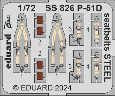 Ceintures de sécurité Eduard SS826 P-51D en acier, échelle 1/72