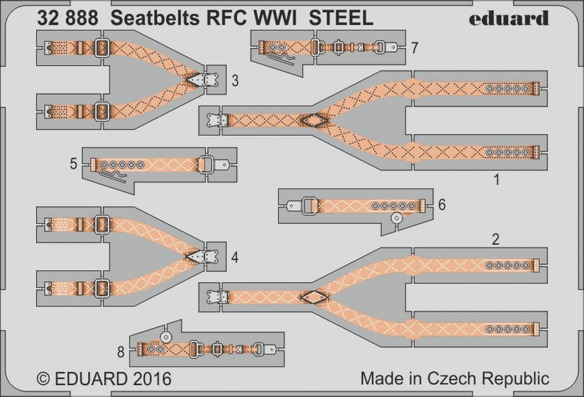 Ceintures de sécurité Eduard 32888 RFC Première Guerre mondiale ACIER 1/32