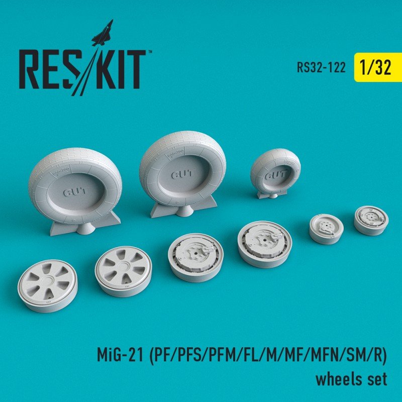 RESKIT RS32-0122 Jeu de roues MiG-21 (PF/PFS/PFM/FL/M/MF/MFN/SM/R) 1/32