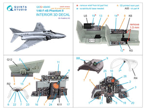 Quinta Studio QDS+48490 F-4S Phantom II Intérieur imprimé en 3D et coloré sur papier décalcomanie (Academy) (Petite version) (avec pièces en résine imprimées en 3D) 1/48 – image 3