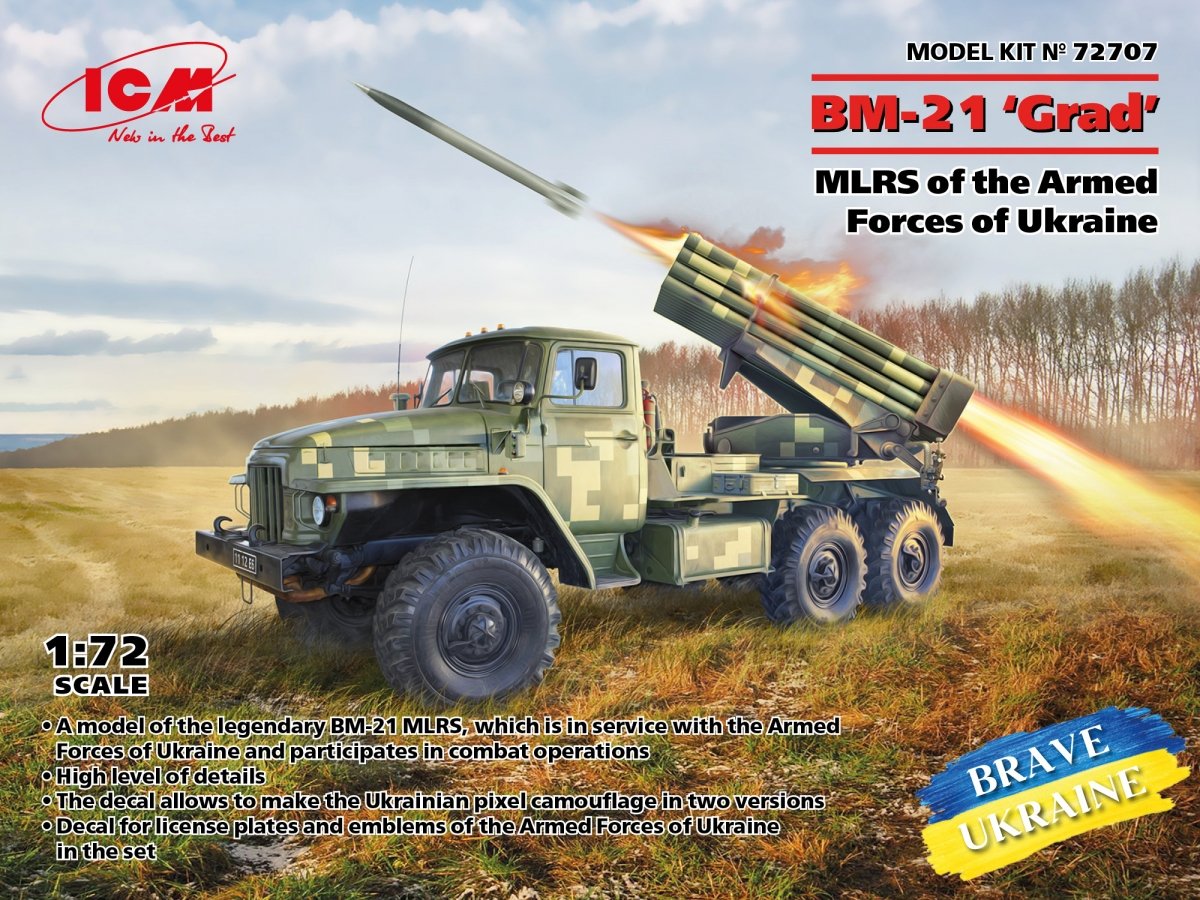 ICM 72707 BM-21 Grad MLRS des Forces armées ukrainiennes 1/72